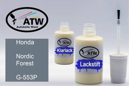 Honda, Nordic Forest, G-553P: 20ml Lackstift + 20ml Klarlack - Set, von ATW Autoteile West.